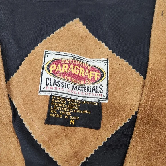 VINTAGE PARAGRAFF Suede leather Vest, Tan , Men's Medium - Picture 3 of 3